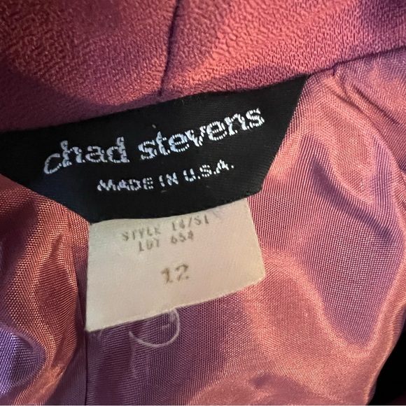 Chad Steven’s Blazer Skirt Set  Pink Pearl Trimmed Swing Blazer Size 12 - Picture 9 of 14